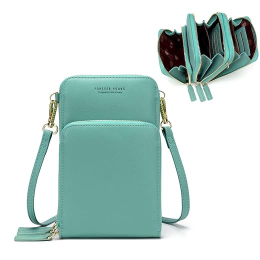 myfriday Small Crossbody Cell Phone Bag for Women, Mini Over Shoulder Handbag Purse with Credit Card Slots