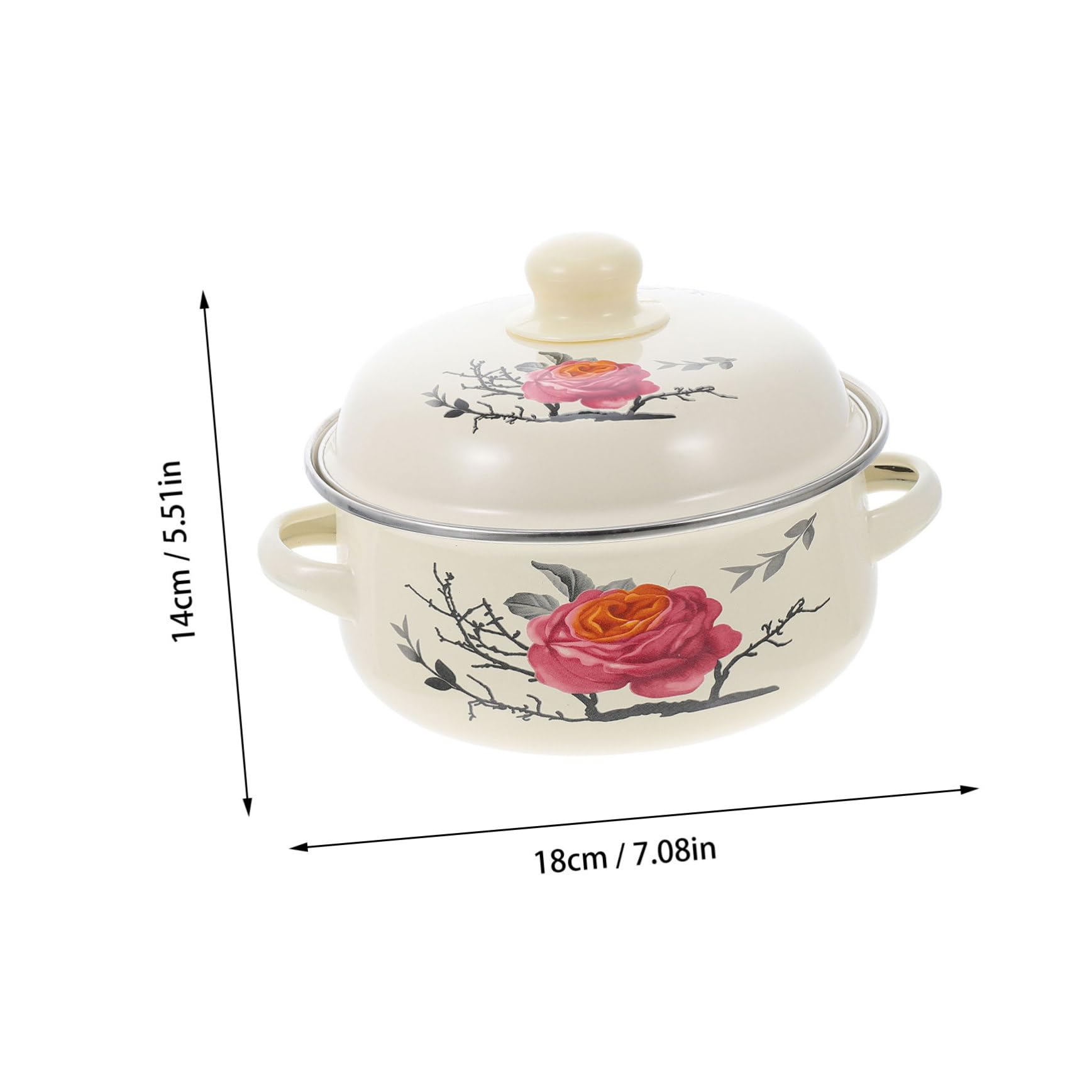 Kochtopf, Emaille-Auflaufform mit Deckel, Schmortopf mit Griff, Eintopf, Gewürzbehälter, Suppentopf, Beerenbehälter, Shabu-Shabu-Topf, Retro