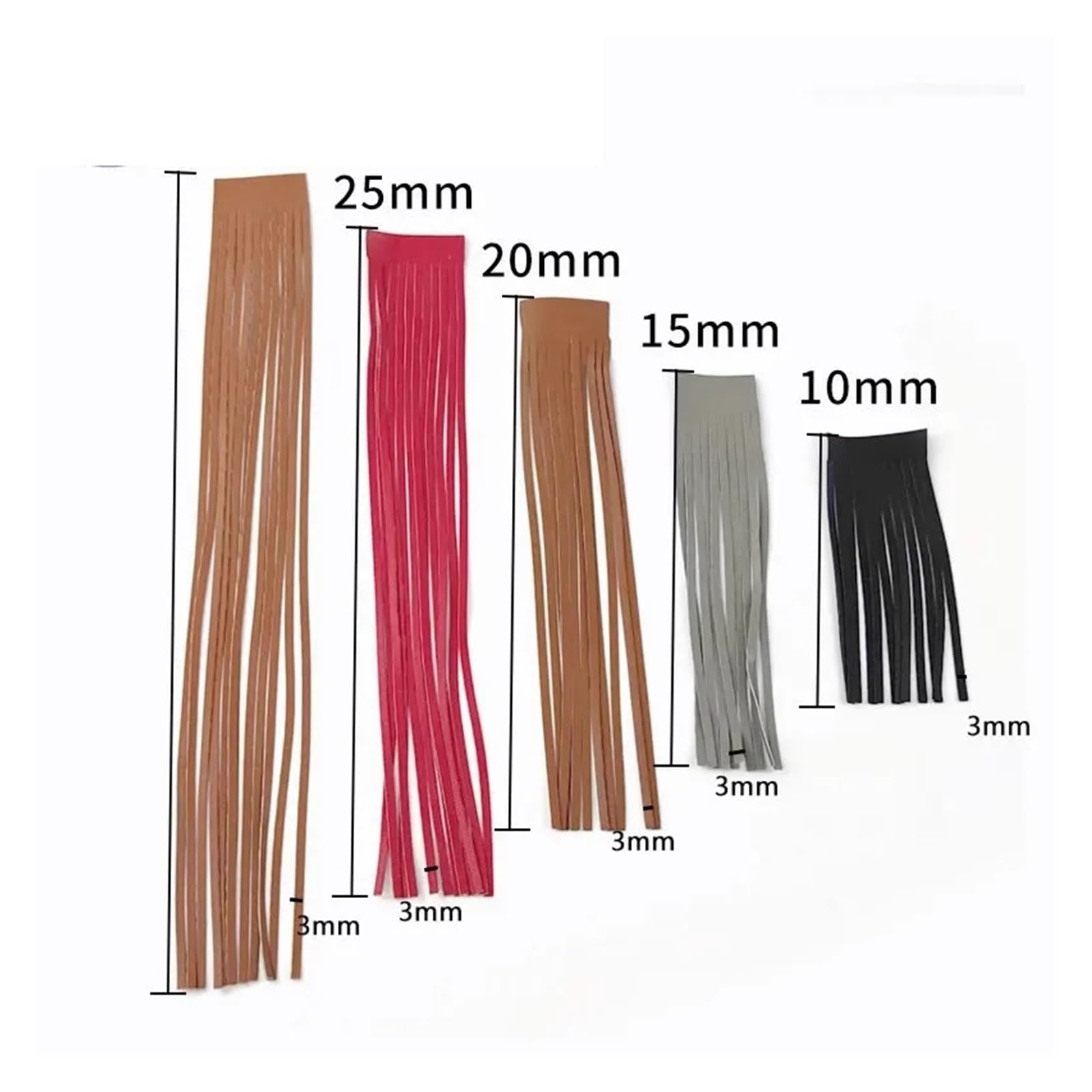 Flecos Costura Cinta de encaje con borlas de gamuza y cuero de 2 metros, 10-30 cm x 3 mm, for bolsos, ropa, vestidos, decoración, accesorios de costura DIY(TF207-Pink,3mmX25cm)