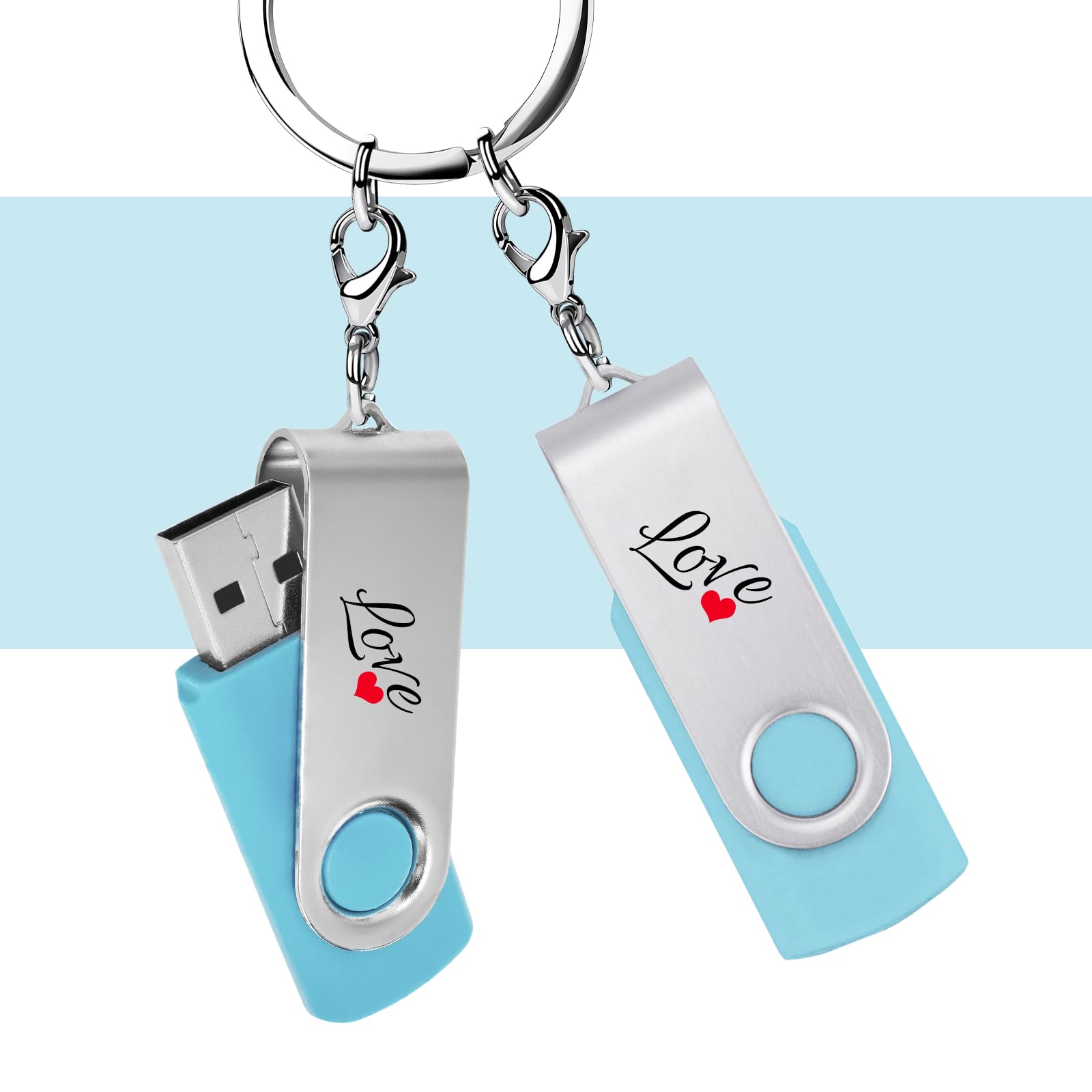 Zestaw 50 niestandardowych pendrive'ów USB 32 GB USB 2.0, spersonalizowane pendrive z logo do biznesu, wydarzeń, drukowania tekstu lub obrazu, niestandardowe karty pamięci JBOS - jasnoniebieskie