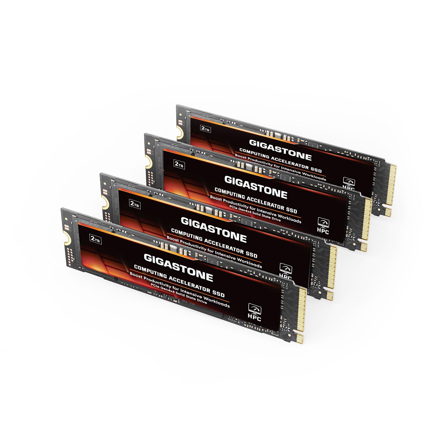 Gigastone HPC Computing M.2 SSD 2TB (4 unidades) PCIe 4.0 NVMe SSD 5,000 MB/s Host Memory Buffer Cache Velocidad acelerada Codificación Big Data altas cargas de trabajo Unidad de estado sólido interno