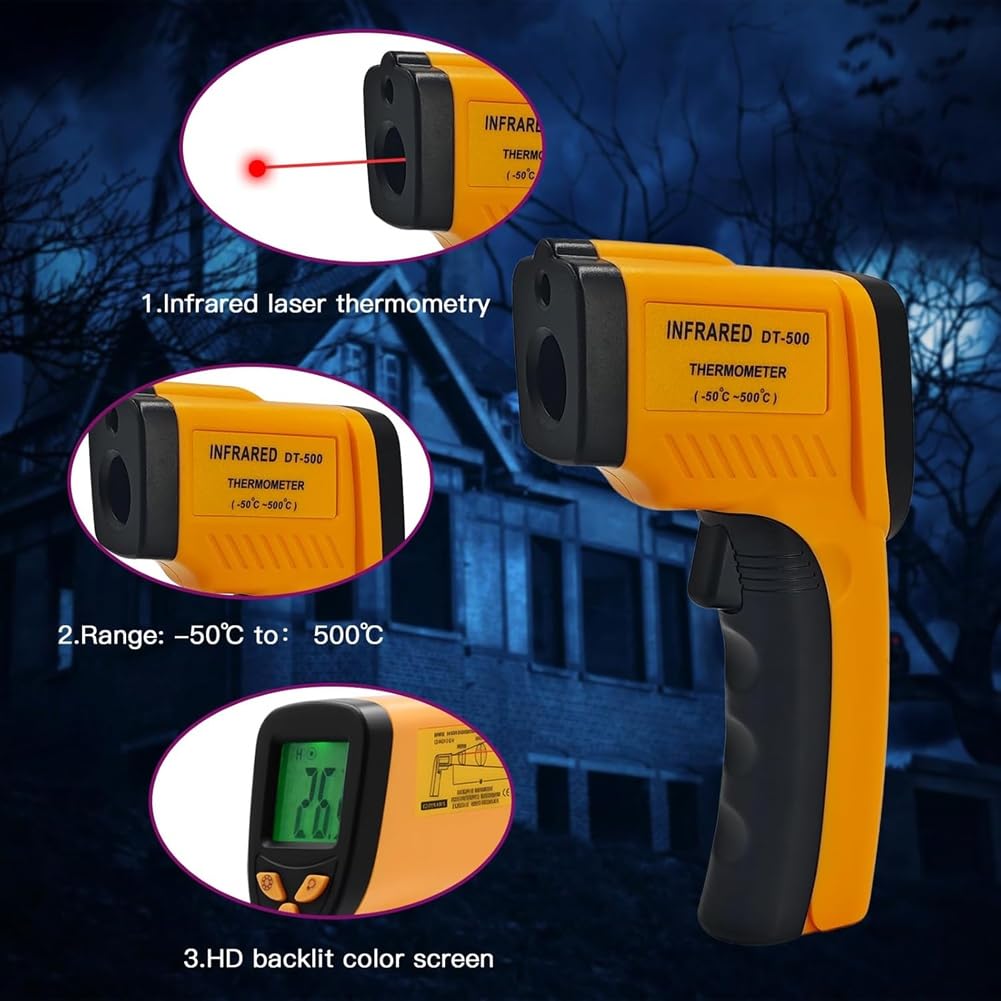 El Kit de 9 Piezas Incluye un Medidor de Campo Electromagnético (EMF), un Detector Sin Contacto (EVP) y una Varilla de Radiestesia.