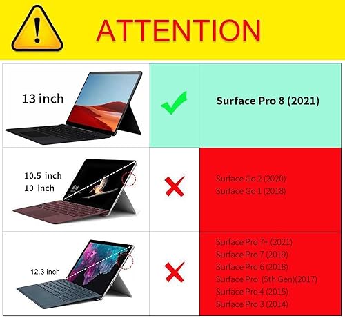 Miniatura 2 de Funda para Surface Pro 8 de 13 pulgadas 2021, compatible con teclado tipo y soporte, funda de piel sintética de alta calidad con múltiples ángulos