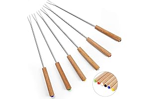 Set of 6 Stainless Steel Fondue Skewers: Elevate Your Fondue and S'mores Experience