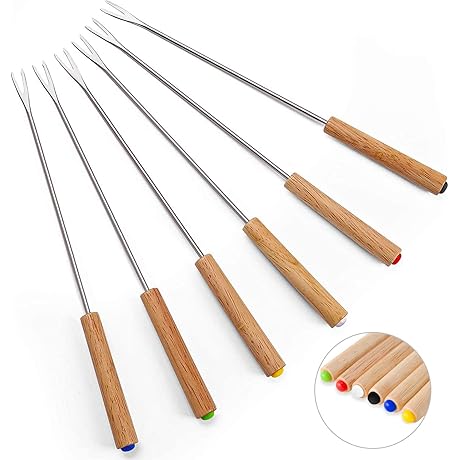 Set of 6 Stainless Steel Fondue Skewers: Elevate Your Fondue and S'mores Experience