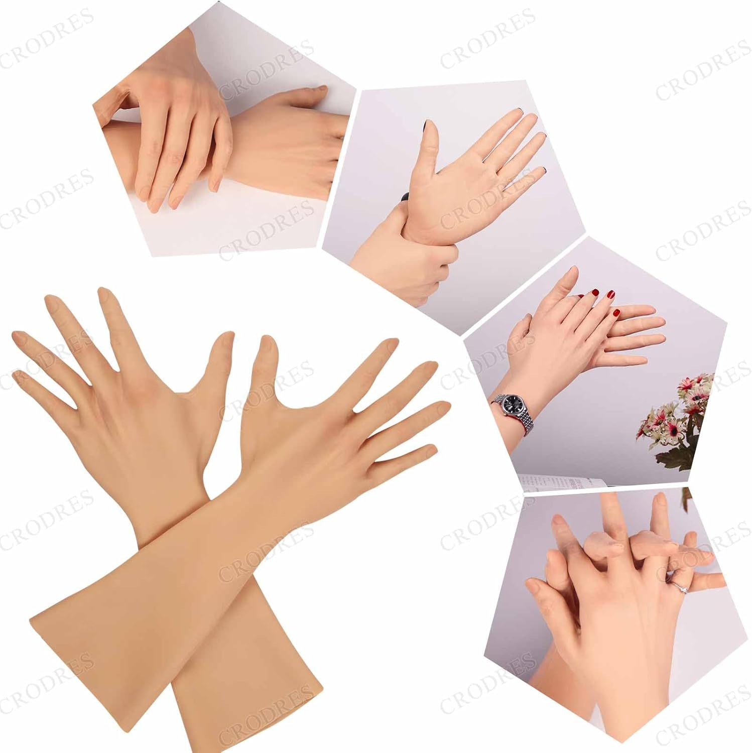 Artificial Silicone Gloves Women's Artificial Fake Hands Arm Cover Scars Realistic Skin Handmade Prosthesis
