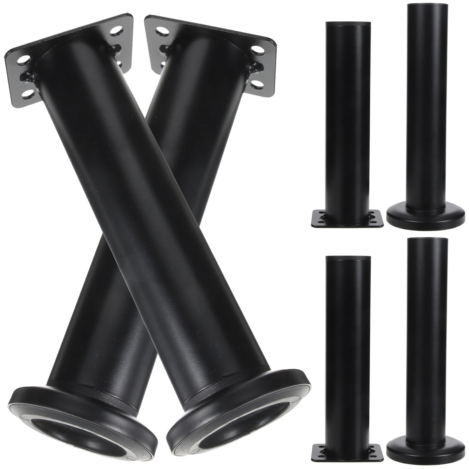 Sosoport Gambe per Mobili Regolabili in Altezza in Acciaio Laminato a Freddo Nero Base in Gomma Antiscivolo per Cassettiere e Armadi Regolazione da 18 a 30cm