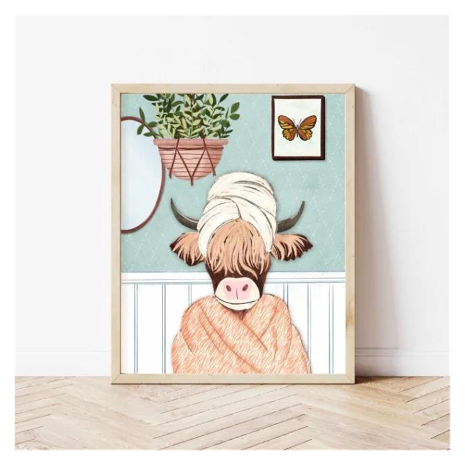Cuadro sobre lienzo decorativo de 40x50cm, póster infantil de animales para baño