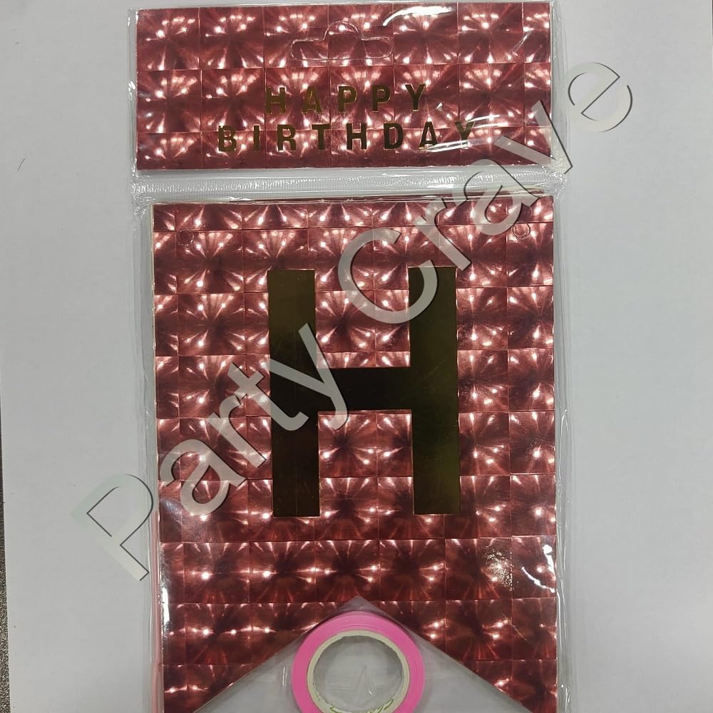 Happy Birthday 4D Banner Paper | Birthday Special Rosegold Banner "Celebrate in 4D Style" | Decoration Item (1pc packing)