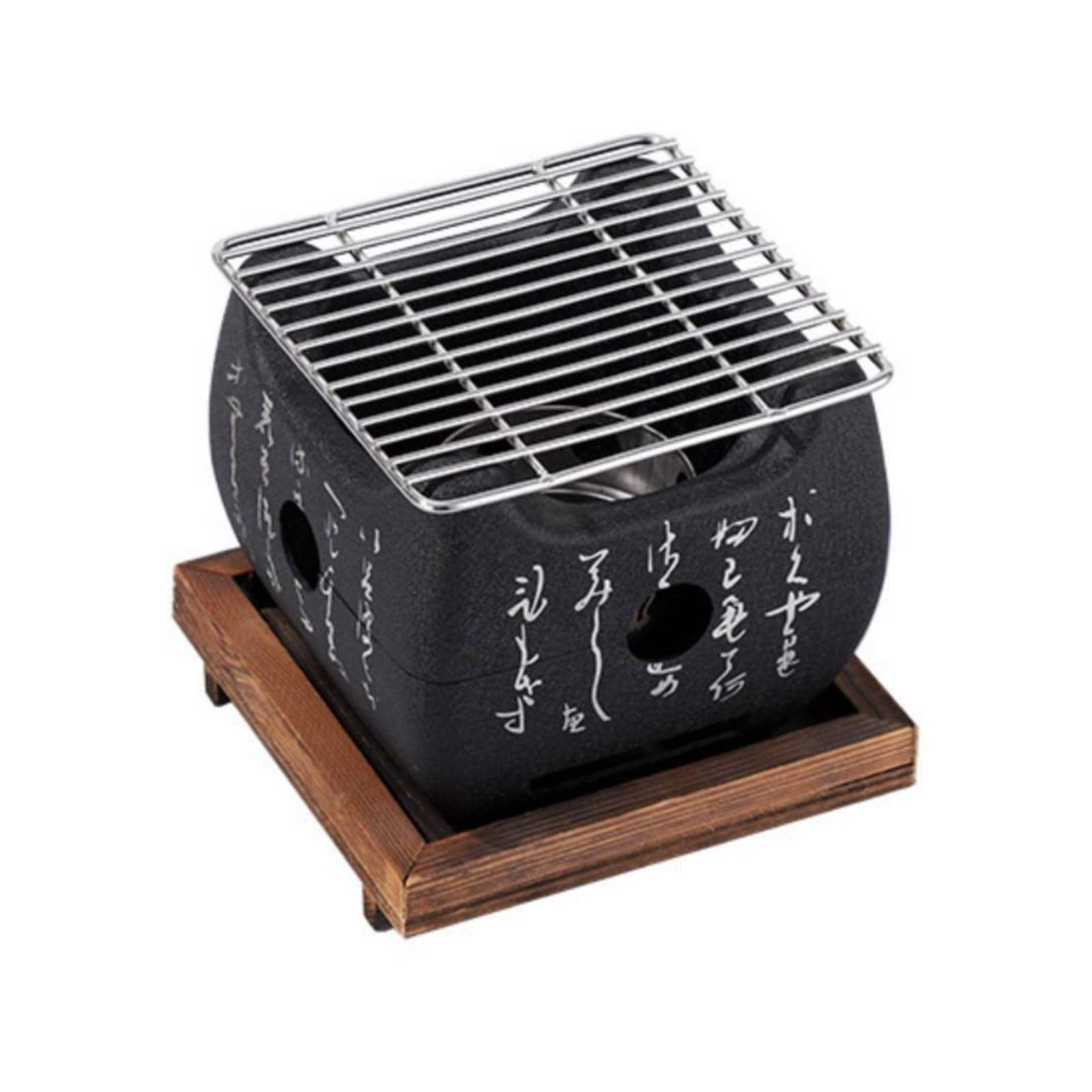 Griglia da Tavolo a Carbone Giapponese Braciere con Base in Legno Portatile Mini Barbecue a Carbone per Coppie, Casa, Giardino