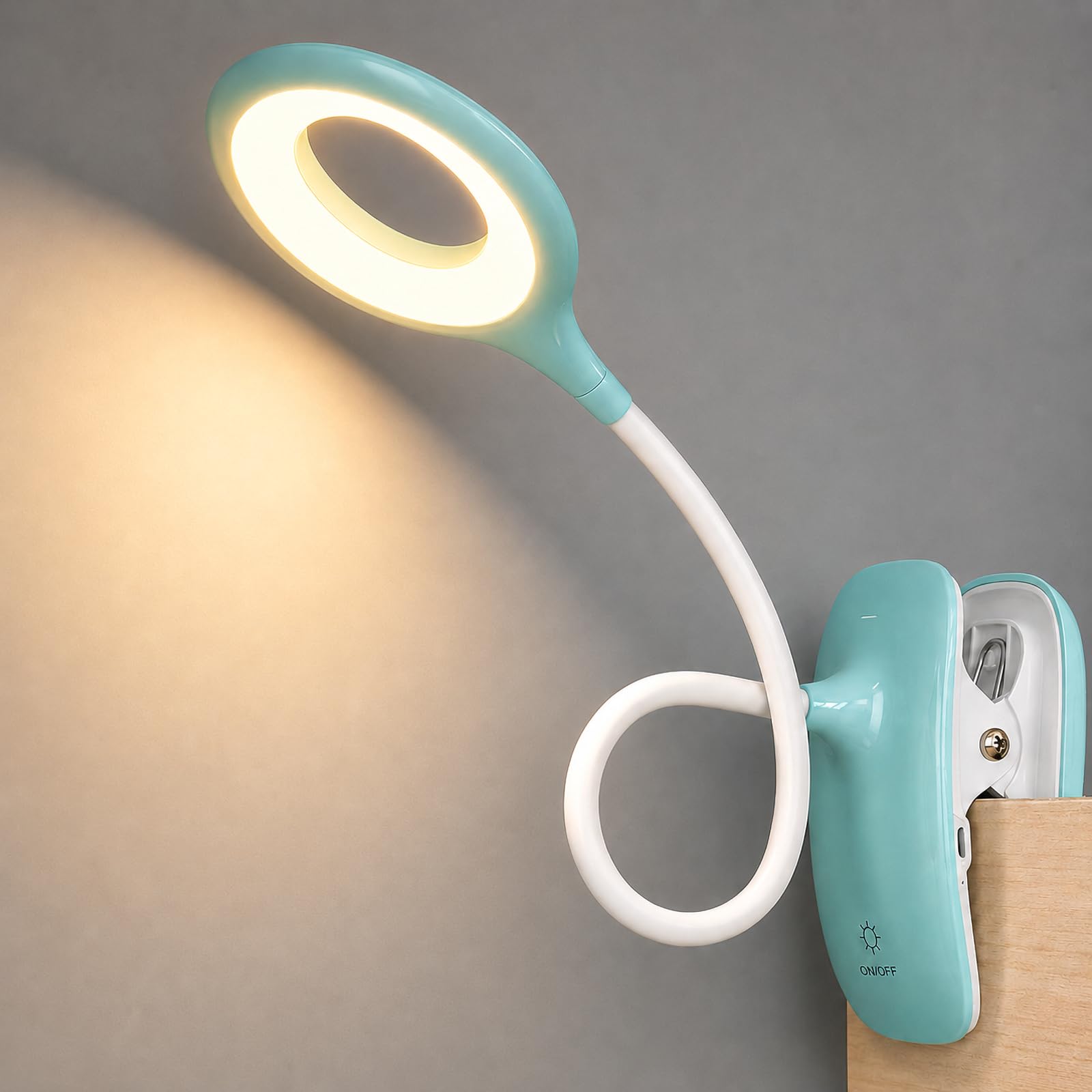 Luz de lectura con clip para cabecero de cama, lámpara de abrazadera inalámbrica recargable por USB para artículos esenciales de dormitorio, atenuación táctil, 3 colores, lámpara de escritorio