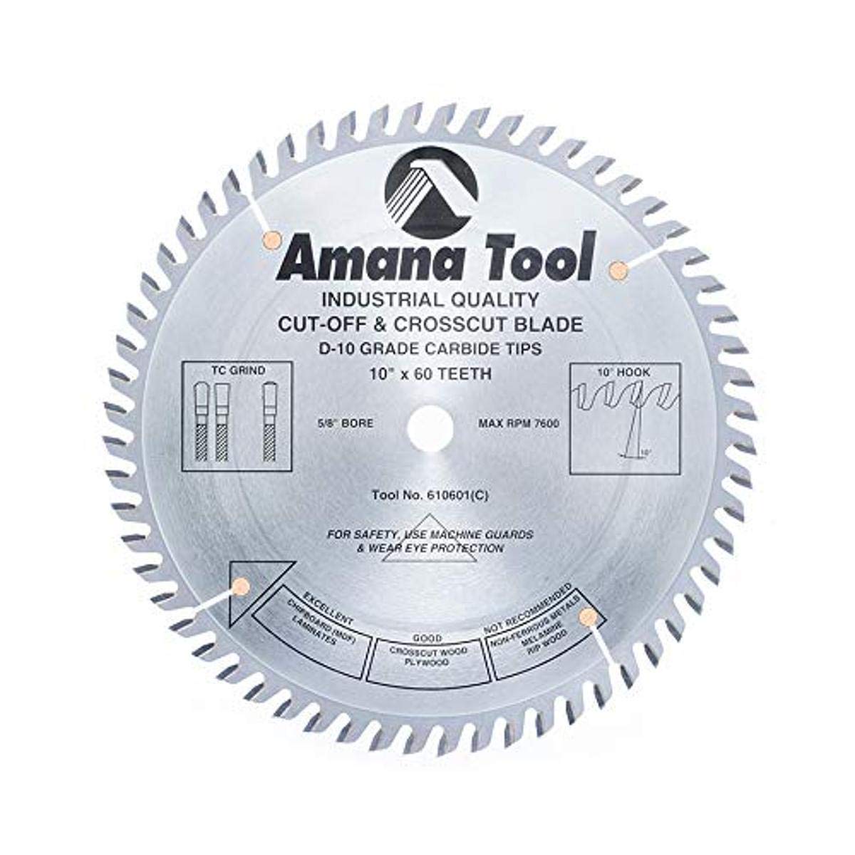 Amana Tool - 610601 Carbide Tipped Heavy Duty General Purpose 10" Dia x 60T Tcg, 10 De