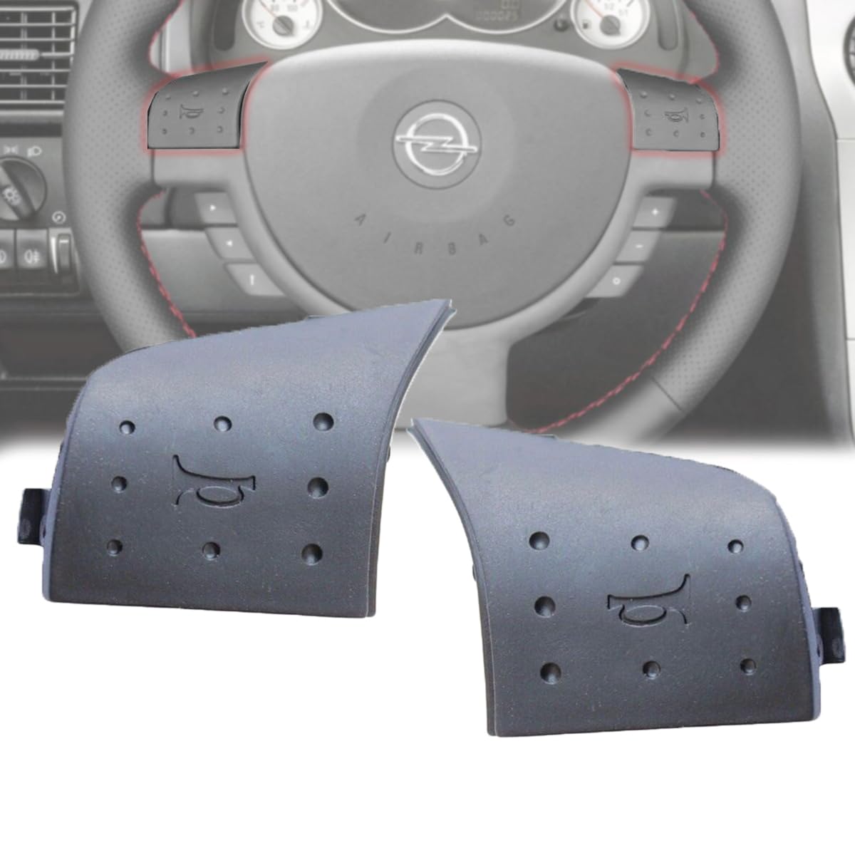 2x Coperture per Pulsanti del Clacson in Gomma per Volante Nero