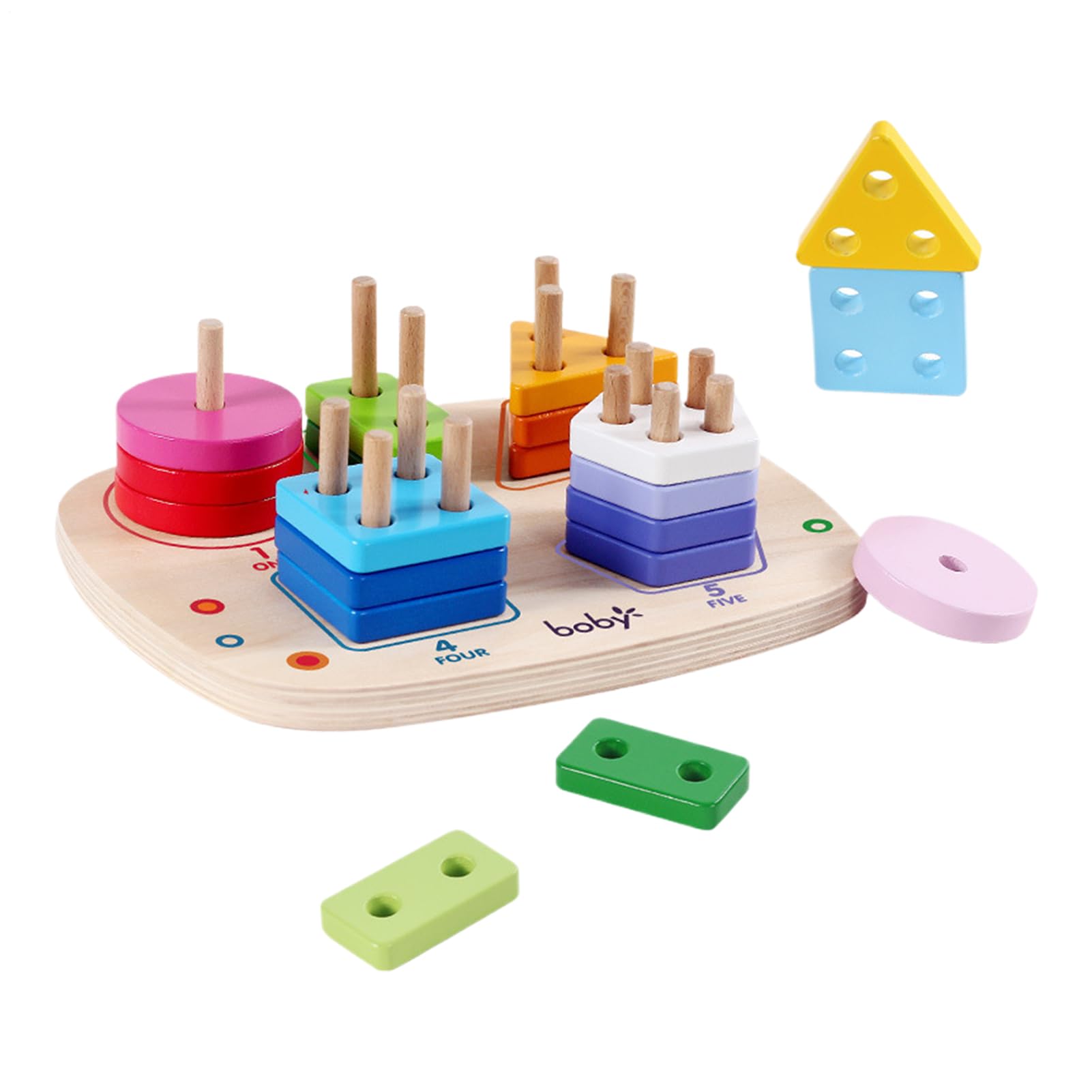 Clasificador De Formas De Madera,Tablero Geométrico Sensorial | De Apilar | para Niños Preescolares y de Jardín de Infancia para Viajes Aprendizaje y Desarrollo