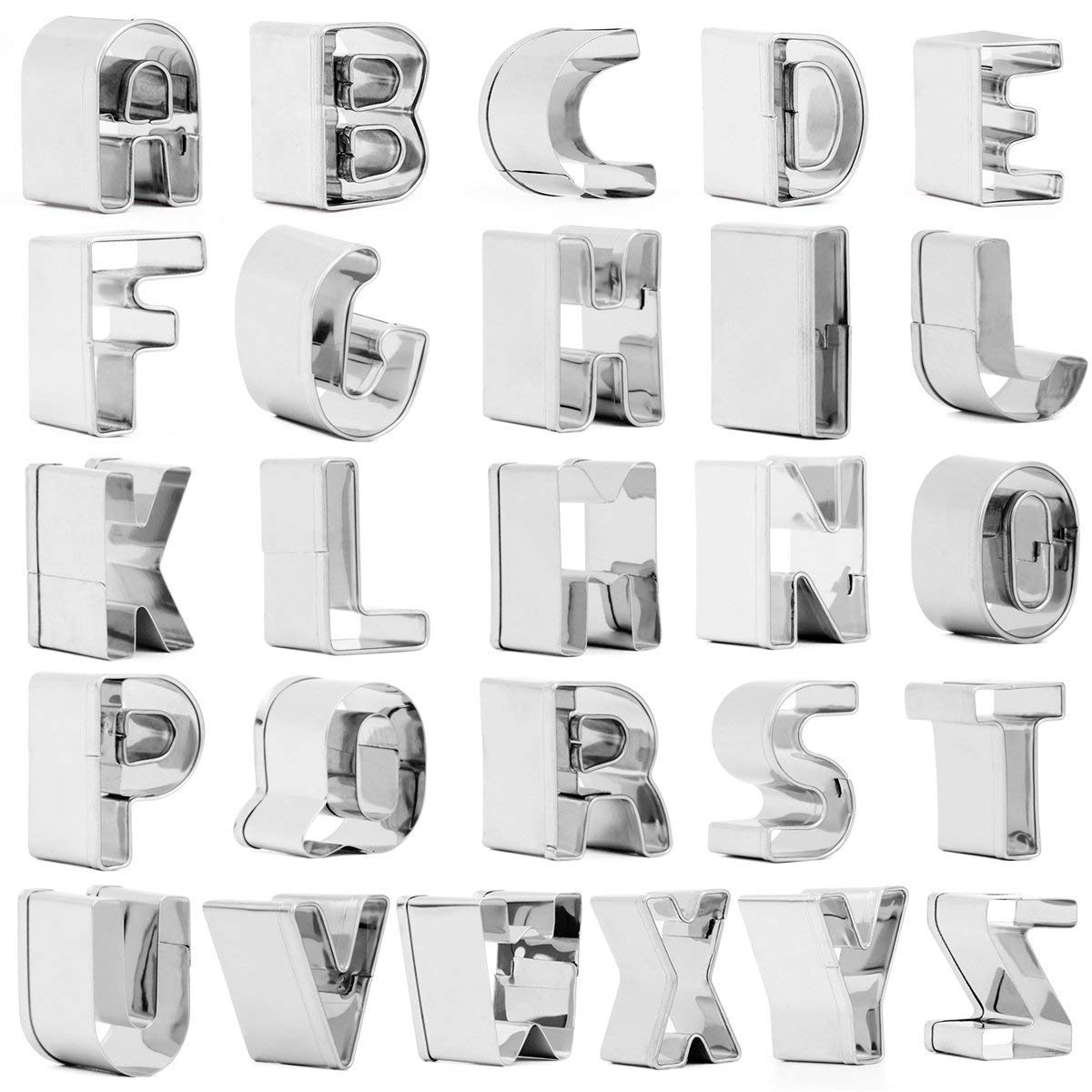Stainless Steel Cookie Cutters Set, Fantastic Cake DIY Decorating Kit for Birthday Party Wedding (alphabet)