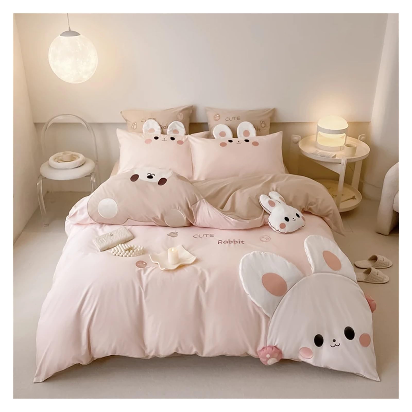 Cama para niños antiirritaciones de algodón con dibujos de pingüino y conejo 8