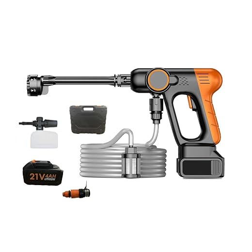 Cordless Pressure Washer, 21V 300W 70Bar High Pressure Washer with 6 in 1 High Pressure Nozzle, Charger Included, Pressure Spray Gun for House Cleaning, Gardening and Lawn Care