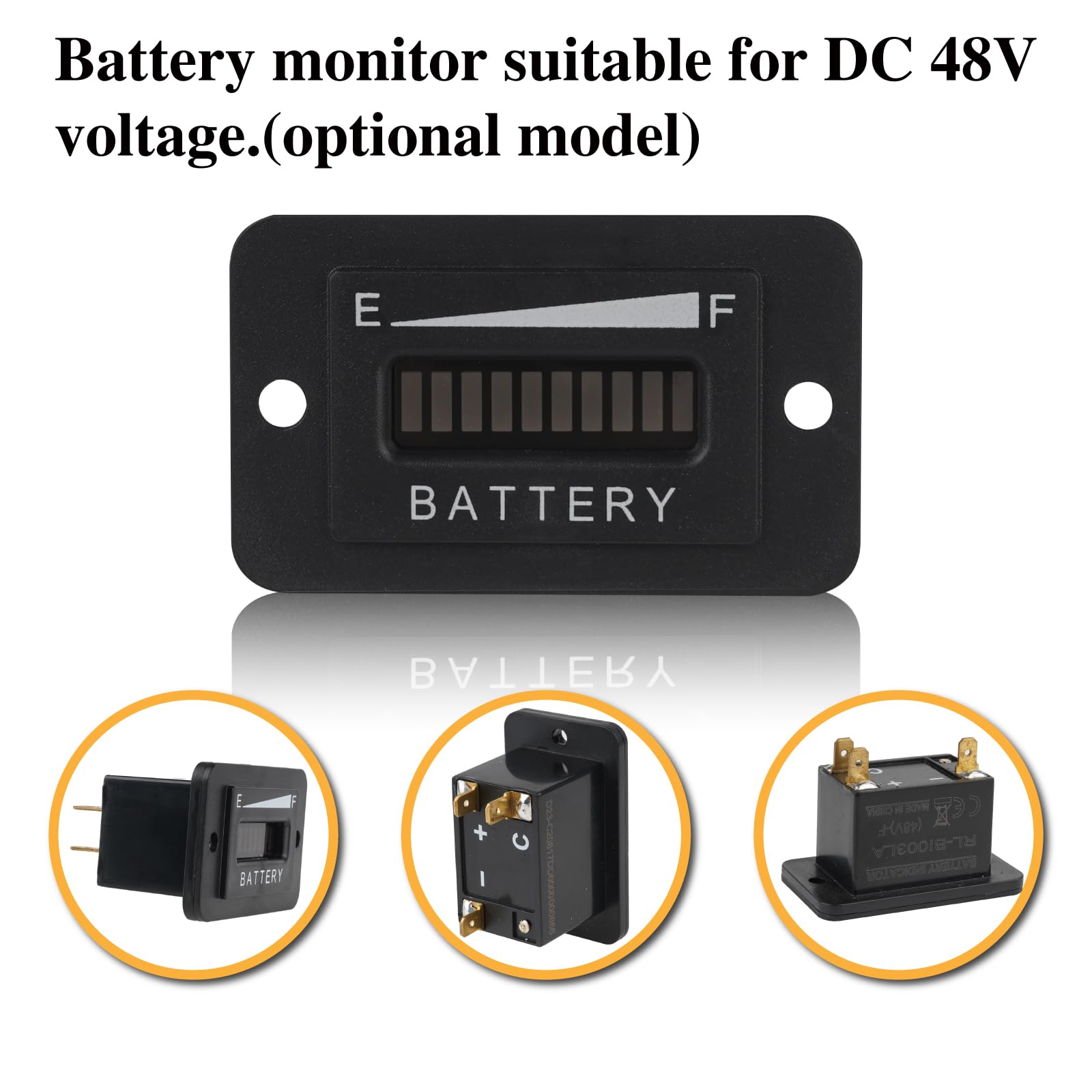 Indicador de batería Pantalla LED grande Voltímetro de plomo Ácido Traje para equipos de corriente continua, tales como carretillas elevadoras Carro de golf Equipo (LA-48V)