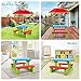 Costzon Kids Picnic Table, Indoor & Outdoor Plastic Table and Bench with Removable Umbrella, Portable Toddler Picnic Table and Chair Set for Garden, Backyard, Patio