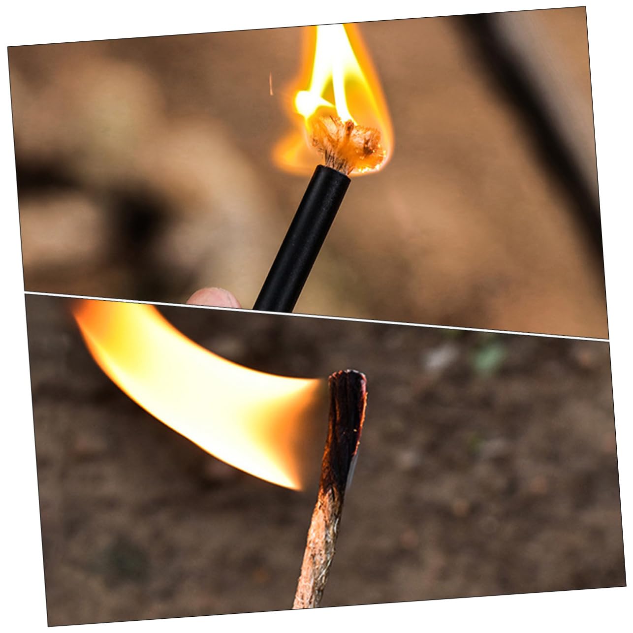 OHPHCALL 4pcs Wax Rope Fire Starter Camping Survival Drill W/Aluminum Handles Easy to Use Outdoor