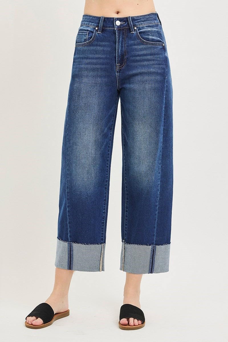 Risen Jeans - High Rise Architectural Curved Leg Barrel Jeans - (25.5"-29.5" Inseam) - PGC21750 - Includes Official Tag