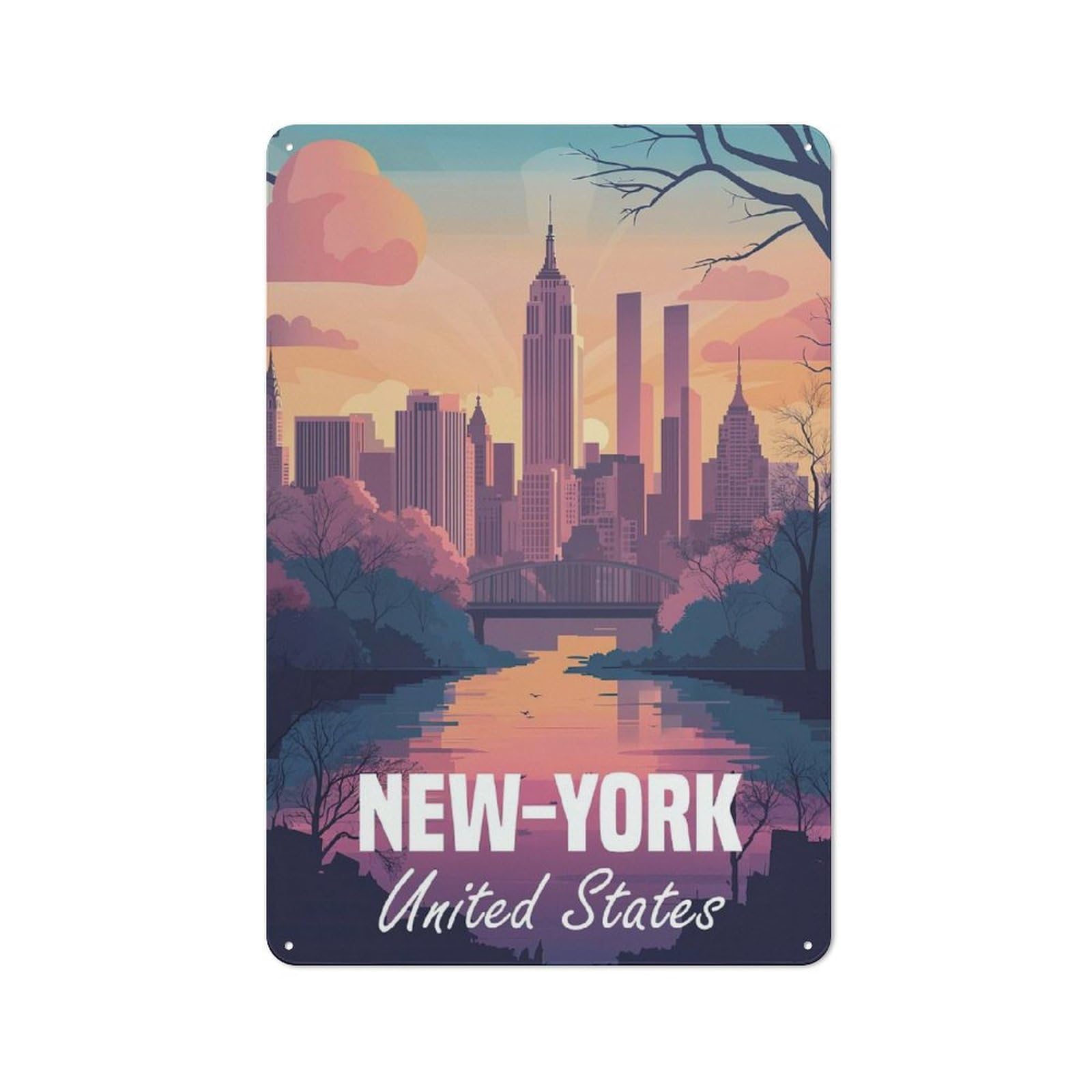 New York City Skyline Vintage Printed Metal Sign 30x20cm for Café Or Home Bar, New Home Wall Decor for Hospitality Decor Collectors