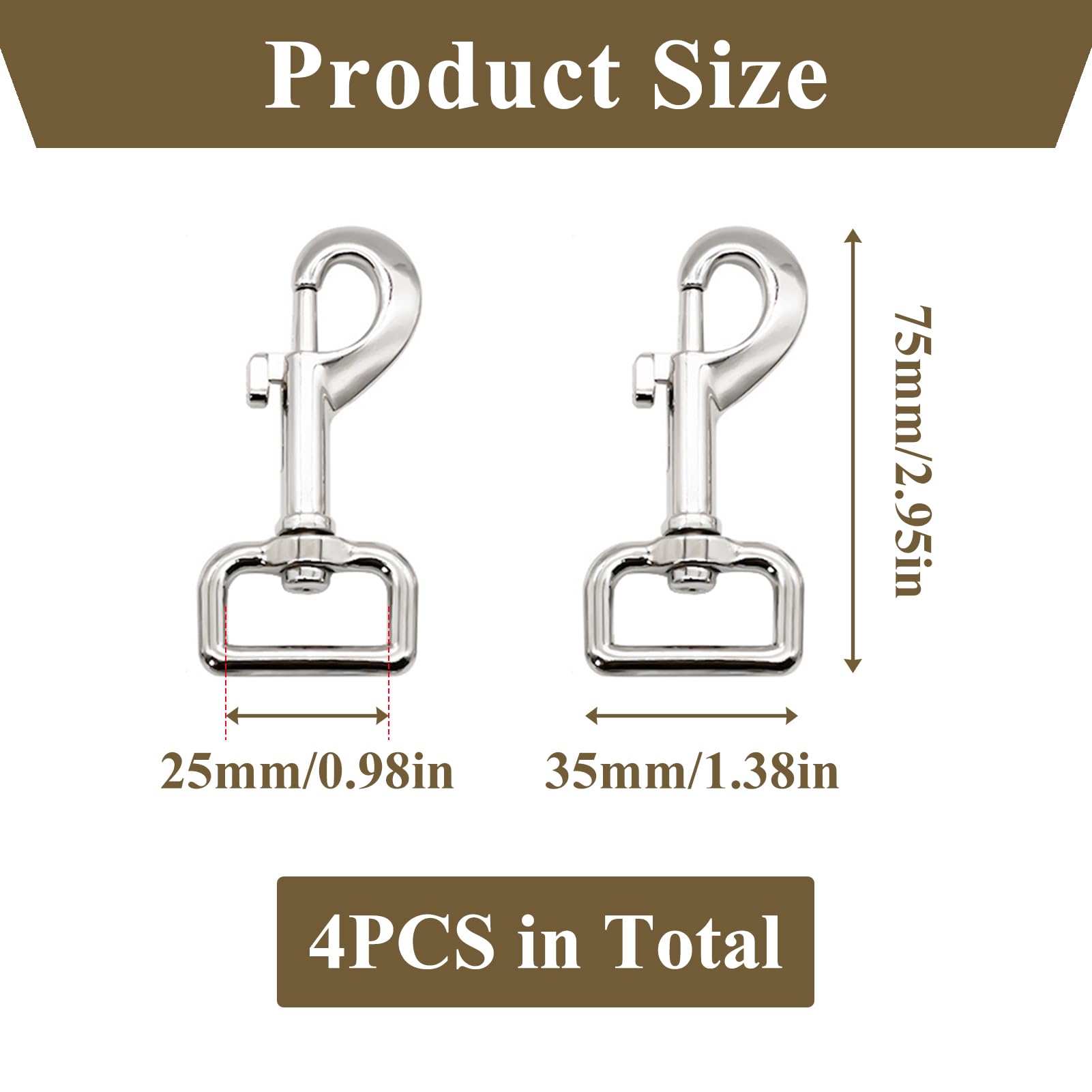 4 Pcs Dog Leads Clips, Leash Hook Clasp - Image 2