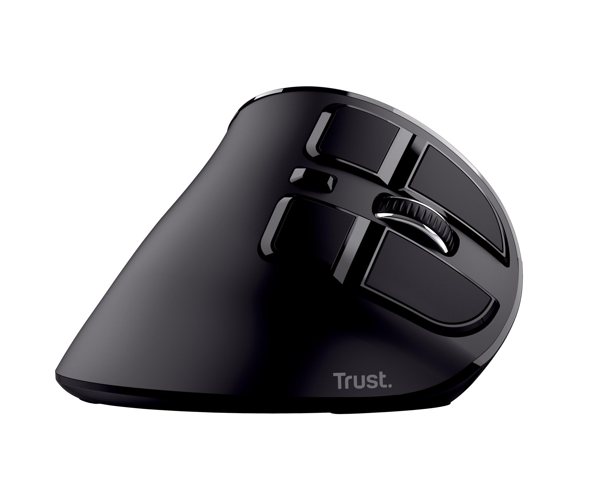 Trust Voxx Mouse Verticale Wireless Ricaricabile Bluetooth o 2.4 GHz, Mouse Ergonomico Senza Filo Programmabile, 9 Pulsanti, Display LED, 1200-2400 DPI, Mac PC Macbook Laptop Chromebook - Nero