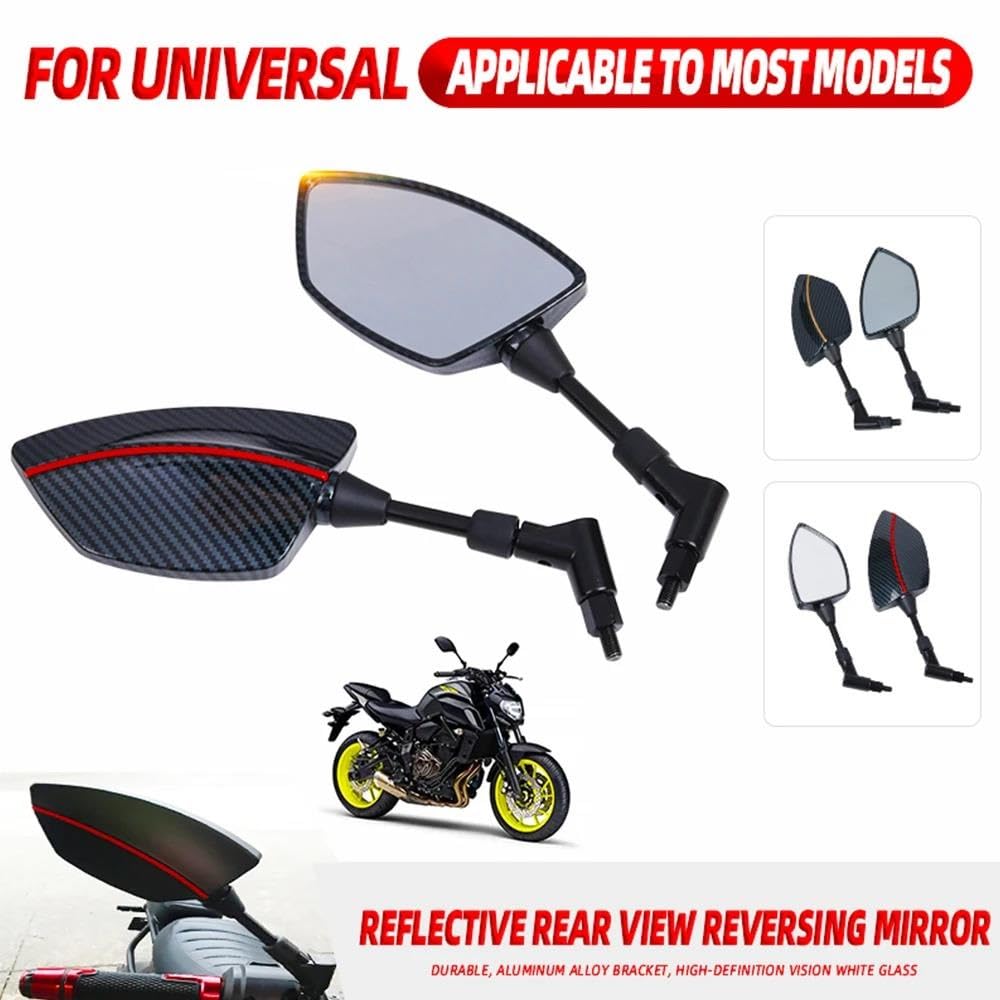 Motorrad Spiegel Rückspiegel Carbon Fiber Muster Motorrad Seite Spiegel Für Für Shiver 750 900 Für Dorsoduro 750 Für Specs 900 Spiegel Set Links & RECHTS(Rot)