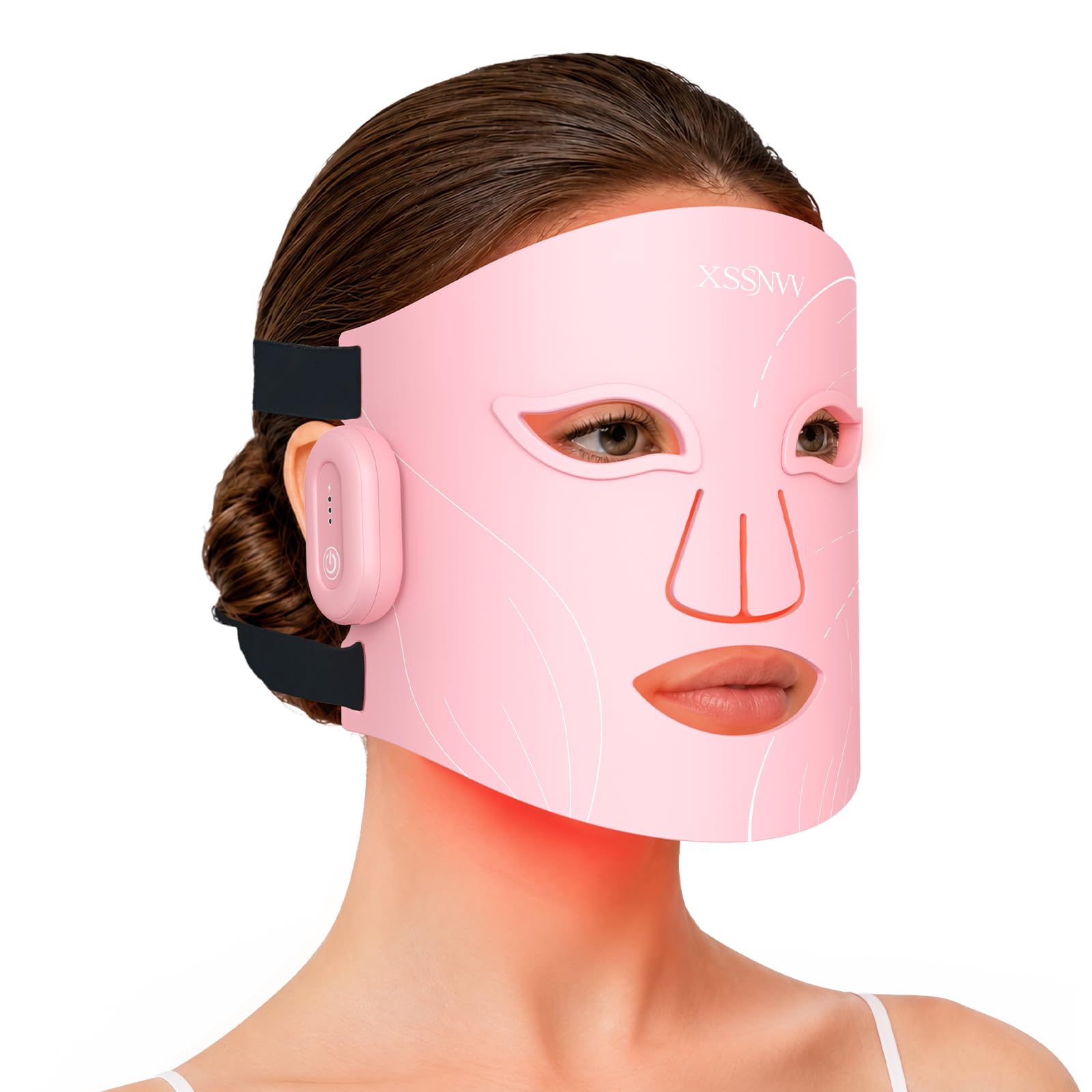 Xssnvv LED Face Mask Light Therapy Cordless with Red Blue Amber & 850nm NIR | Foldable Silicone, Home Travel Use, 10-Min Auto-shutdown Skincare, for Blemish-Prone, Redness-Prone, Dull Skin, w/ Eye Shield