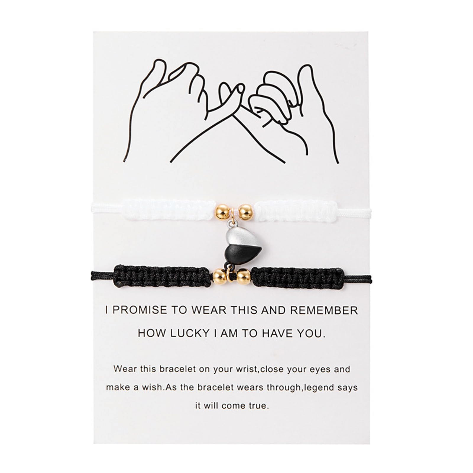 2pcs Handmade Braided Heart Couple Bracelets Mutual Attraction Matching Bracelet for Couples Women Men Best Friend Jewelry Lover Gifts