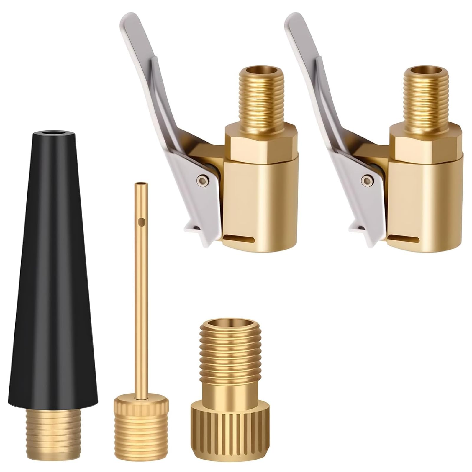 shirylzee 5Pcs Tyre Inflator Adaptor, Air Chuck and Bike Pump Adaptor, Football Pump Adapter Needle, Bicycle Valve Adapter Set for Bike Pumps, Car Valve Adapter