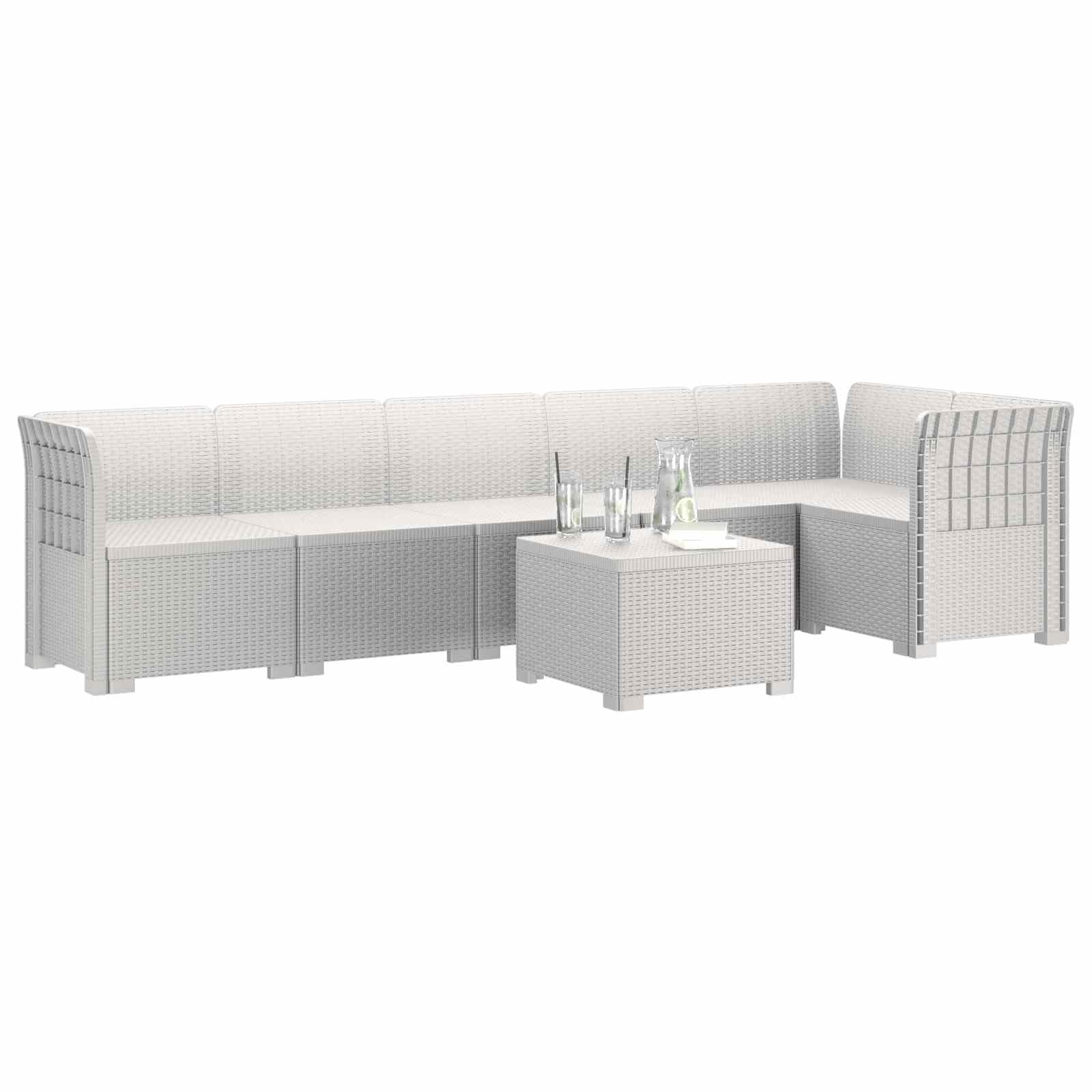 Fengshui 6-osobowa sofa ogrodowa z polipropylenu, biała