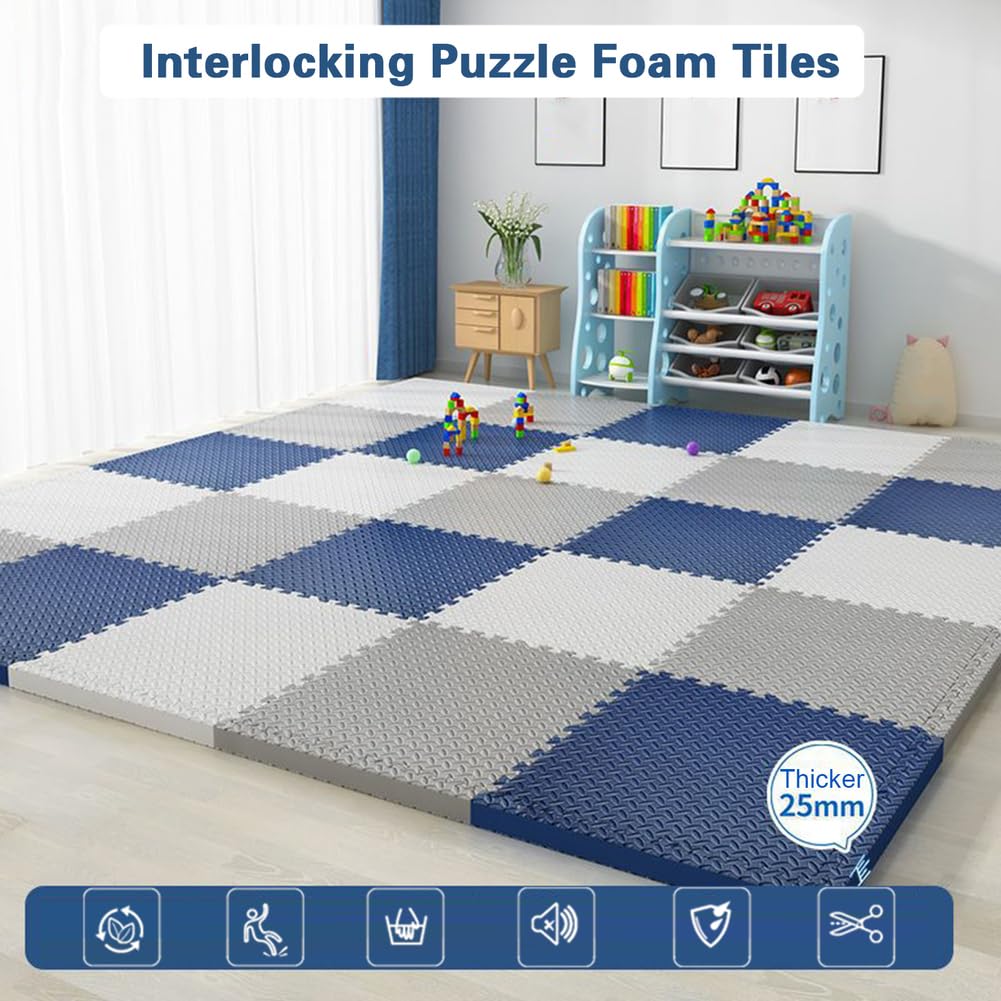 maty piankowe łączone, Maty gimnastyczne EVA Interlocking Puzzle, opakowanie 36 sztuk, 12x12x1 cali, wielokolorowe