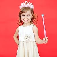 Vista 7 de Gejoy Varita iluminada, varita mágica de mago, varita de bruja de princesa, hada, juguete de sonido, accesorios de cosplay para niños (rosa)