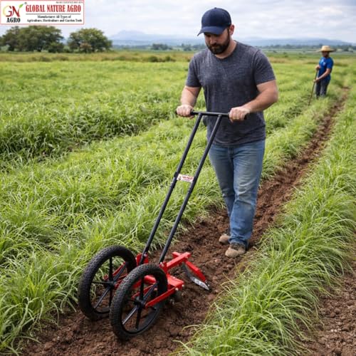 Image of Adjustable Double Wheel Weeder Cum Cultivator Machine | Manual Push Type Garden & Farm Tool for Weed Removal, Soil Loosening & Inter-Cultivation (HARROW-Weeder-12-Inch)