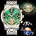 OLEVS Couple Automatic Watches for Men and Women His and Hers Watch Set Gifts Mechanical Self-Winding Tourbillon Big Face Dress Wrist Watch with Day Date Calendar Green