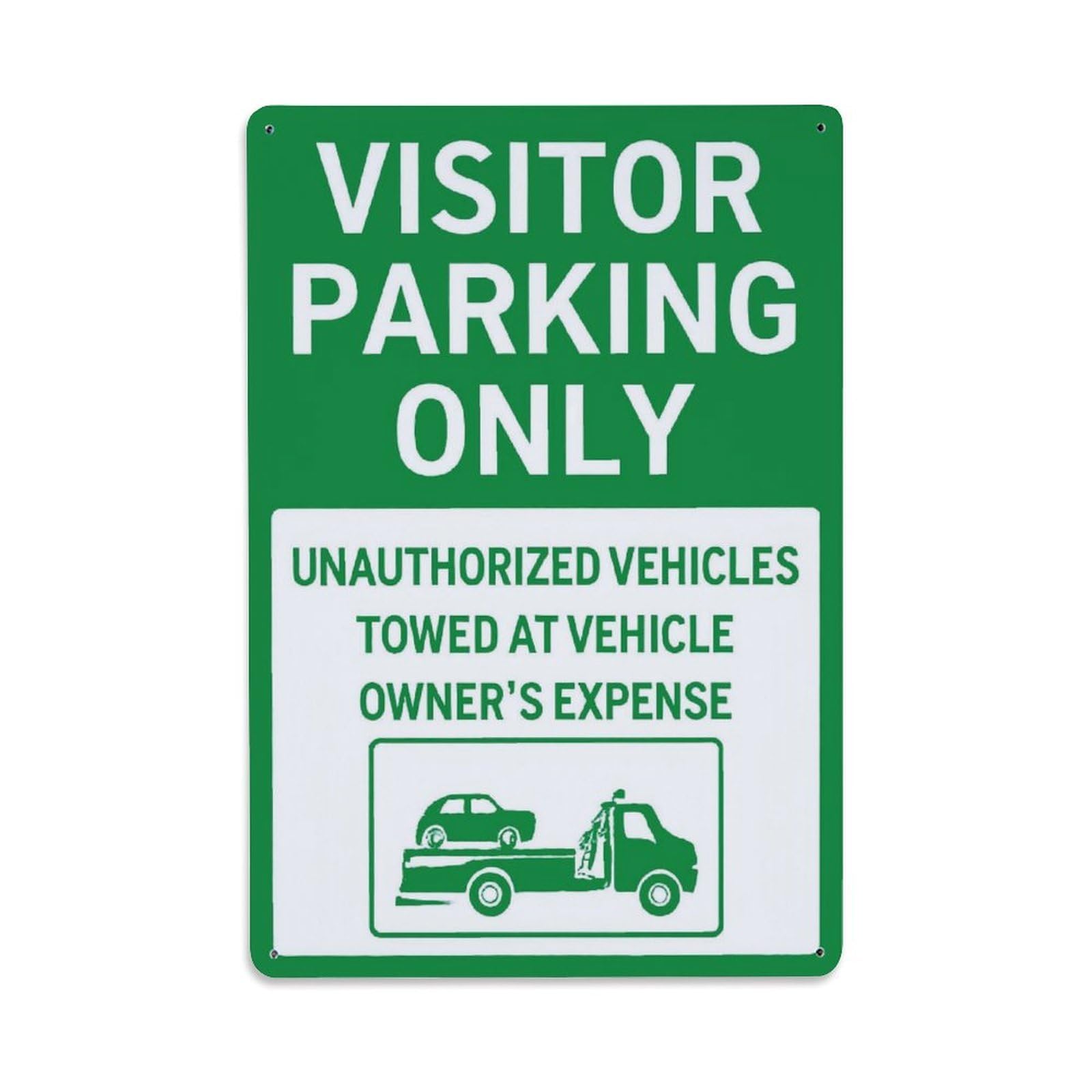 Visitor Parking Only Unauthorized Cars Towed Warning Vertical Sign Vintage Aluminium Metal Sign, Retro Wall Decor for Home, Bar, Garage & Farmhouse 30x20cm