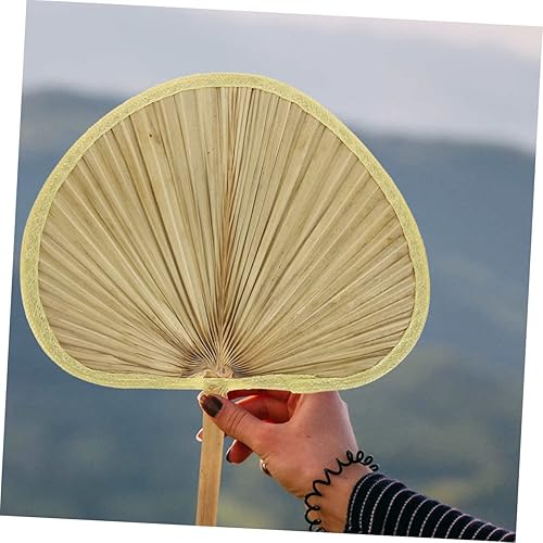 Miniatura 2 de Yardwe Ventilador de mano chino tradicional ventilador tejido de bambú hecho a mano verano fresco pu hogar decorativo estilo aleatorio