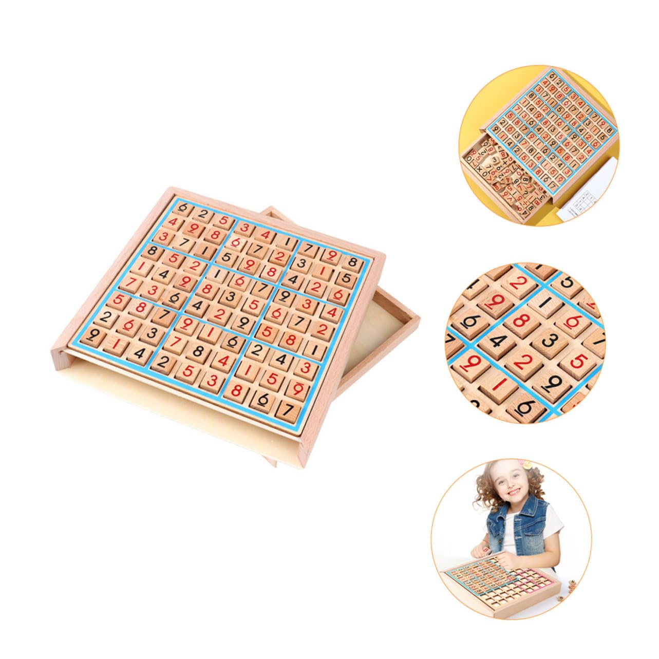 Jeu de Sudoku pour Garçon et Filles 9 Grilles en Bois, Format Compact