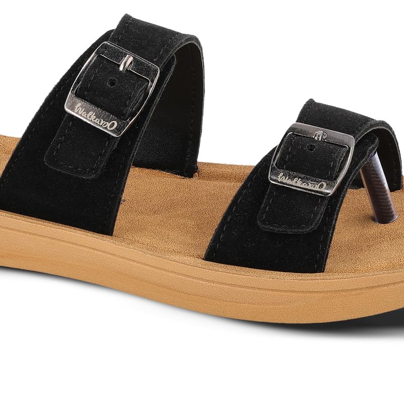 Image of WALKAROO Women's Fashion Sandals with Cushion Sole, Toe Seperator, Dual Straps with Buckles and Lightweight - WL7581