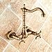 QIMEIM Rubinetti per lavelli da cucina Beccuccio girevole da bagno in ottone anticato a parete. Acqua calda fredda Rubinetto Miscelatore da Cucina Rubinetto per Lavello