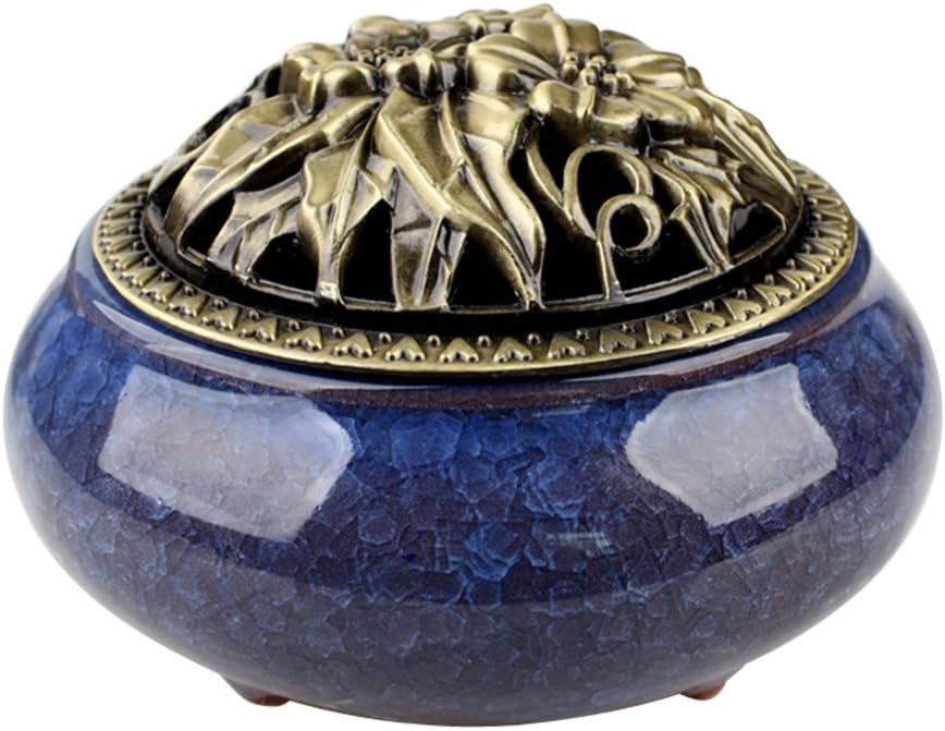 Retro incense burner,Creative incense stick holder ceramic decorated thurible for home use or yoga room decor ceramic incense ash catcher tray bowl-D D3.7*H2.7inch(9.5*7cm)