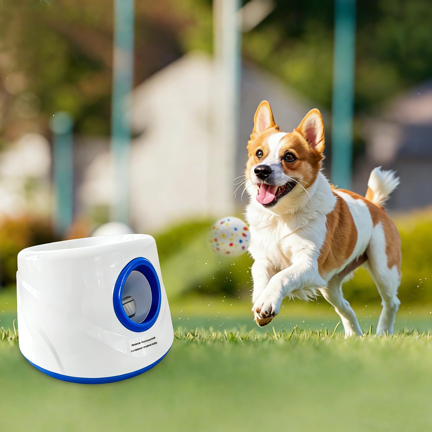 Lanzador automático de pelotas para perros con 6 pelotas de tenis ETPU, lanzador de pelotas de perro para perros pequeños y medianos, 3 distancias ajustables de 19 a 45 pies, máquina interactiva de