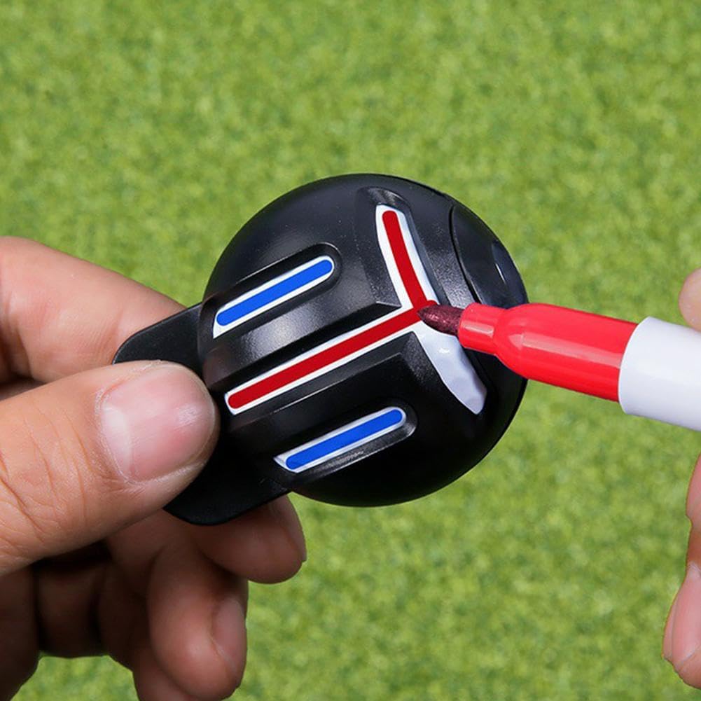Golf Ball Marker Tool Lines Drawing Alignment Kit with 2 Color Waterproof Pen for Beginners
