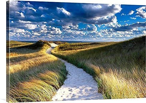 Large Canvas Wall Art, Beach Art, Beach Decor, Canvas Gallery Wrap, Coastal Photography, Autumn Art, Martha's Vineyard, Cape Cod, Nautical Decor, Dunes Path Photo - "Philbin Beach Path"