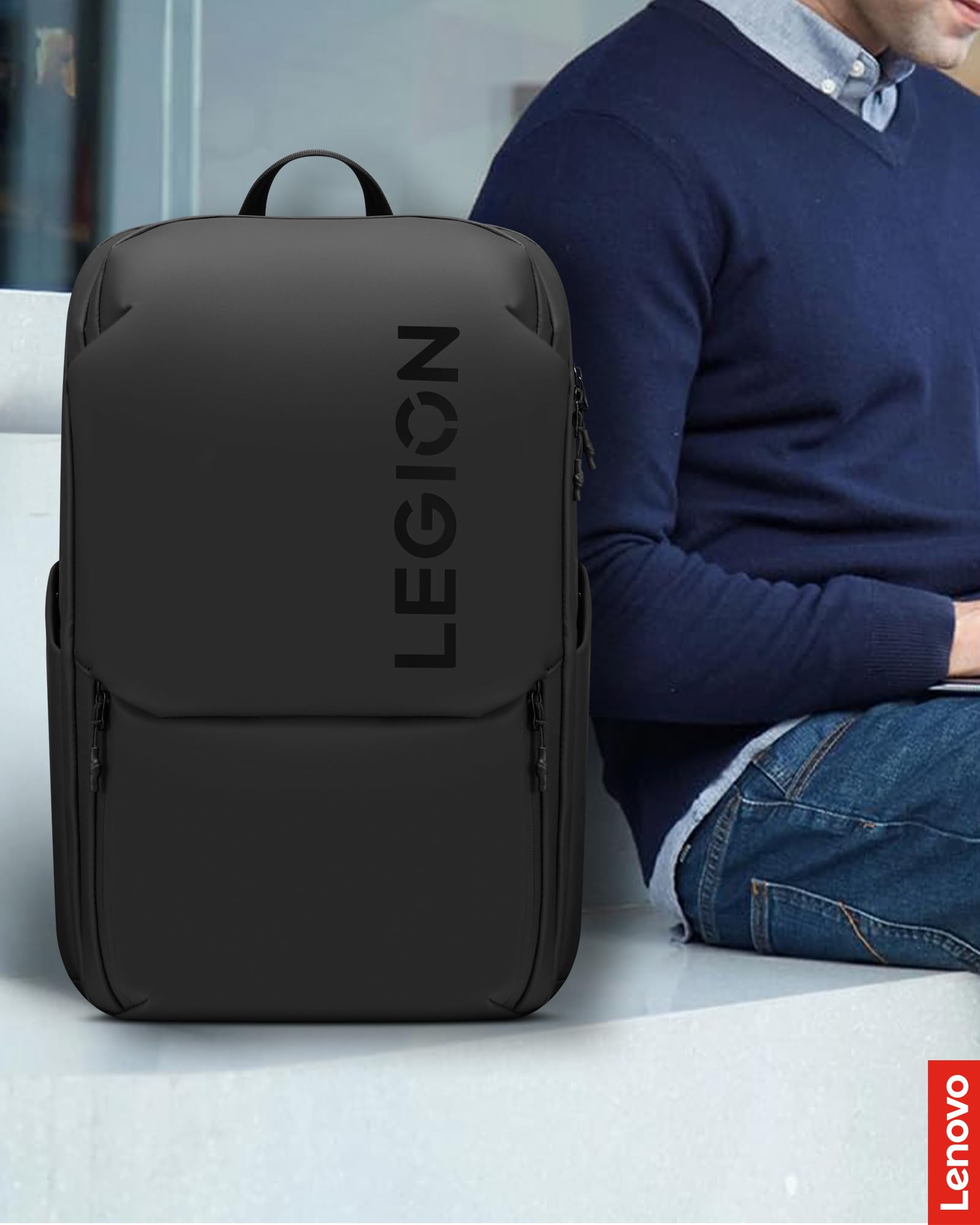 Lenovo - Zaino Gaming Legion 17" GB800 (impermeabile, capacità fino a 21 litri, apertura a 180°, tasche per computer, tablet, bottiglie d'acqua, cinghie ergonomiche) - Colore nero