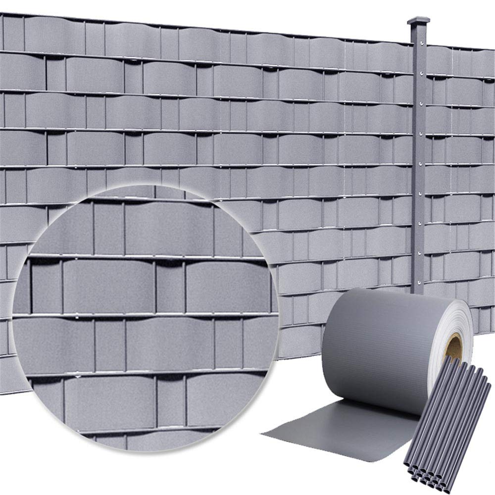 HENGMEI 65m x 19cm PVC Valla Tiras de Protectora de privacidad Pantalla Proteción Visual jardín terraza, Gris Claro