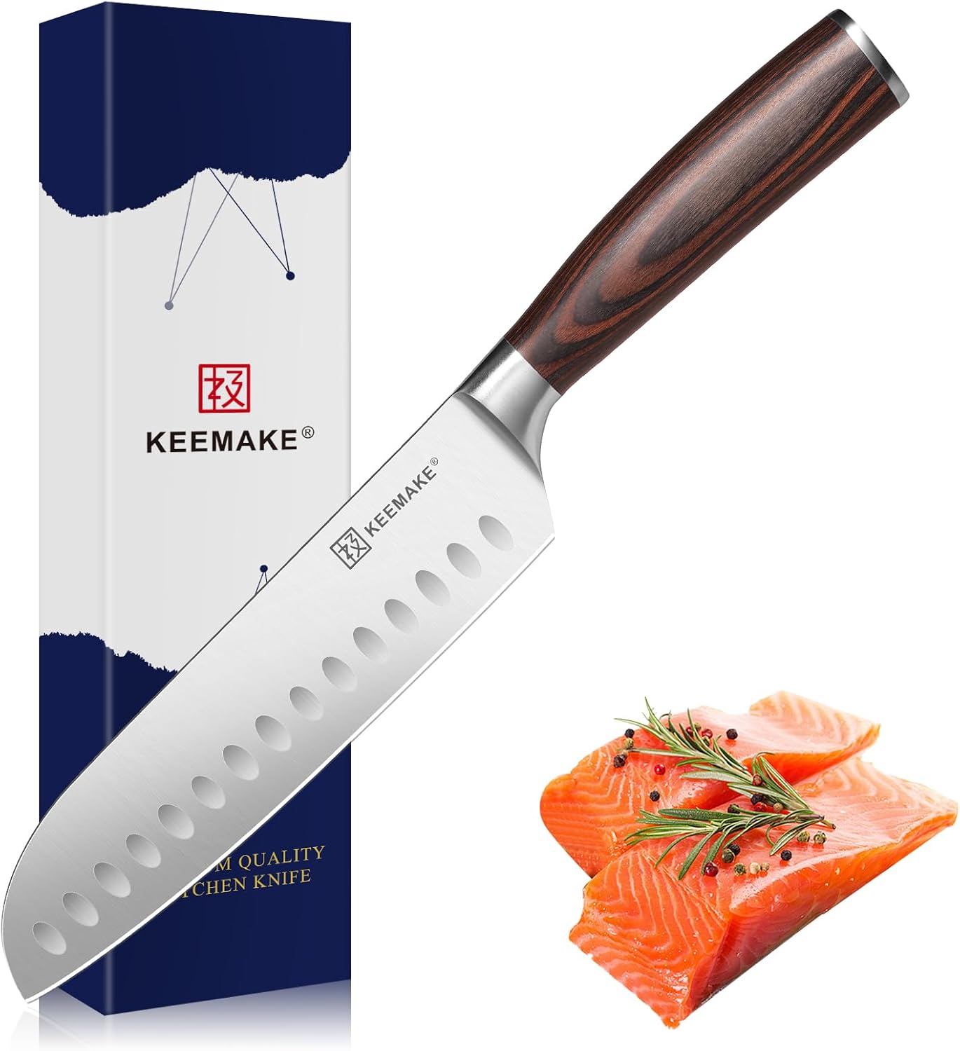KEEMAKE Santoku Knife 7 Inch – Ultra Sharp Kitchen Knife with High Carbon Stainless Steel Blade Japanese knife, Santoku Chef Knife with Ergonomic Pakkawood Handle and Gift Box Included KEEMAKE Santoku Knife 7 Inch – Ultra Sharp Kitchen Knife with High Carbon Stainless Steel Blade Japanese knife, Santoku Chef Knife with Ergonomic Pakkawood Handle and Gift Box Included