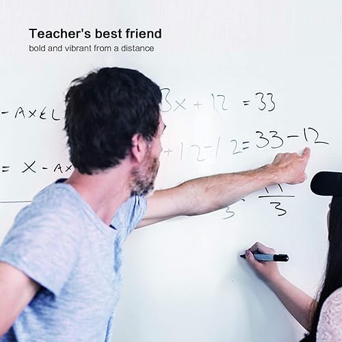 Miniatura 6 de Marcadores de borrado en seco de bajo olor con punta fina para pizarrón blanco. Caja con 12 piezas.